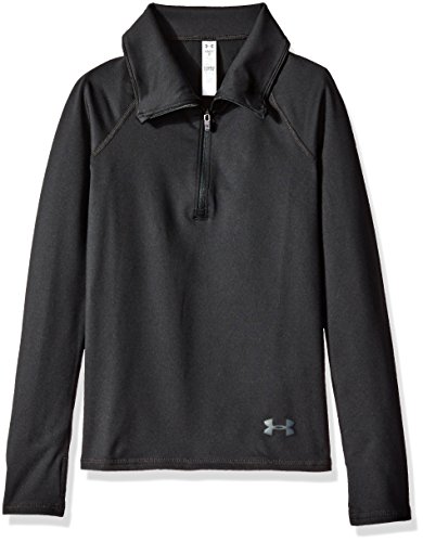 Under Armour ColdGear 1/2 Zip para niña, negro / negro, mediano para jóvenes