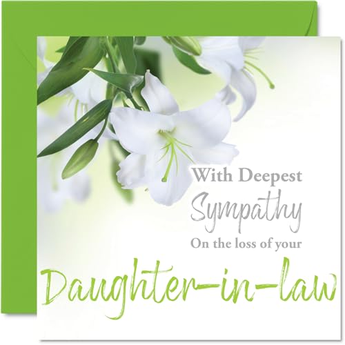 Sympathy Cards - With Deepest Sympathy On The Loss Of Your Daughter in law Card - Sorry Mourning Bereavement Cards for Adults, 145mm Condolences Thinking of You Card, Floral Greeting