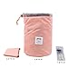 INVODA Cosmetic Bag for Women Barrel Shaped Travel Makeup Bags Large Capacity Soft Waterproof Portable Drawstring Cosmetic Bag Multifunctional Bucket Toiletry Bag (Pink)