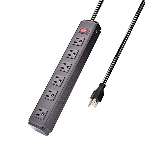 Heavy Duty Power Strip Extension Cord 10 feet 3 Prong Plug, Aluminum Alloy Shell, Surge