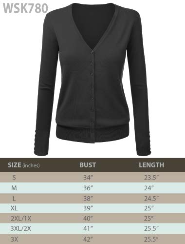 image for Made By Johnny MBJ WSK780 Womens Keep It Classic V Neck Cardigan M Dar