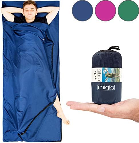 Miqio 2-in-1 Sleeping Bag Liner and Lightweight XL Size Double Travel Bed Sheet