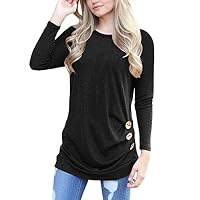 koobea Women Shirts with Long Sleeve Loose Tunics Tops and Casual Blouses Black Large