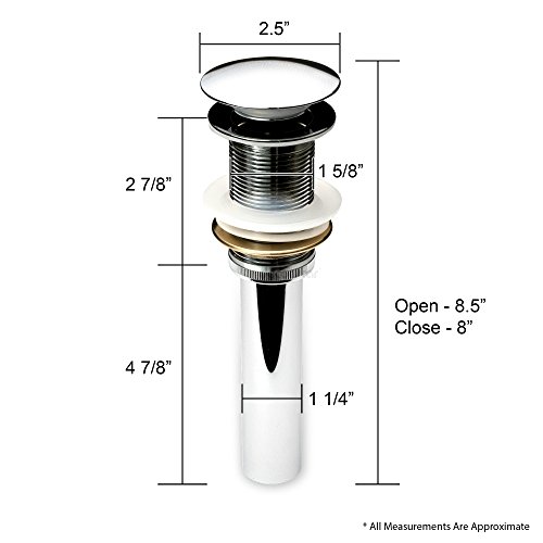 Decor Star PU-001-TC 1 5/8" Bathroom Faucet Vessel Vanity Sink Pop Up Drain Stopper Without Overflow Chrome