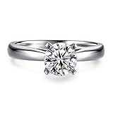 CARSINEL 1 Carat Round Brilliant CZ Sterling Silver 925 Wedding Engagement Ring Sizes 4 to 9