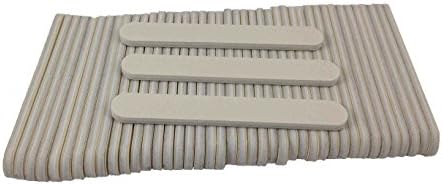 Mini White Salon Cushion Board Nail File 3.5 Inches Long by 1/2 Inch Wide (50 Pack) Grit 100/180
