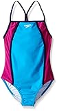Speedo Little Girls' Mesh Thin Strap 1 Piece, Pop Blue, 7