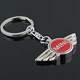 Mini Cooper 3D Metal Logo Car Key Chain Ring Marked Model Keychain (Red)