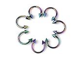Imixlot 20pcs 16 Gauge Taper Horseshoe Ring Spike Ear Nose Nipple Lip Eyebrow Tongue Ring Body Piercing