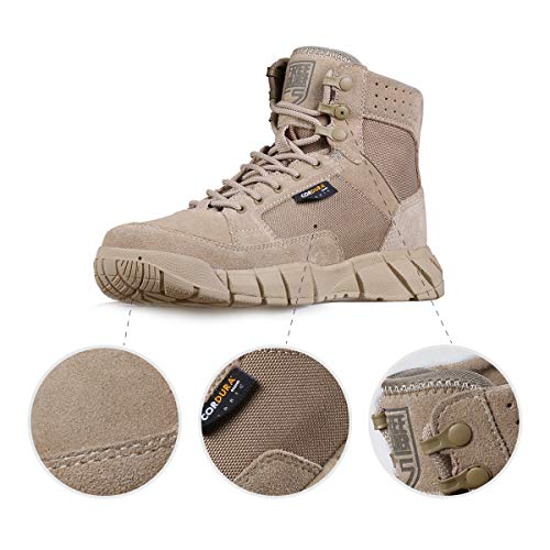 FREE SOLDIER Men's Tactical Boots 6" inch Summer Lightweight Breathable Desert Boots with Thin Durable Fabric(Tan, 12.5 US) - Thumbnail 5