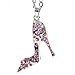 Red Hound Auto Silver Bling High Heel Shoe Mirror Car Charm Hanger Ornament Pink Rhinestones w Chain