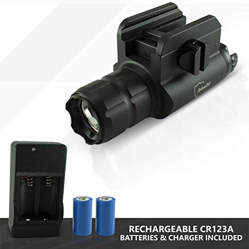 Gun Flashlight DefendTek M1X Tactical 600 Lumen LED Rechargeable Fits Glock Taurus Ruger Springfield H&K S&W - Thumbnail 2