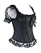 Burvogue Women's Short Sleeve Gothic Steampunk Jacquard Corsets Tops (Medium, Black)