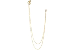 PTDIONE Dainty Floral Suit Pin with Double Hanging Chains Rose Flower Lapel Brooch for Men Women Tuxedo Suit Corsage Tassel Jewelry