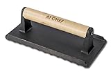 Premium Quality Rectangular Cast Iron Grill Press By A1 Chef - Pre-seasoned Barbecue BBQ Weight For Steak, Bacon, Hamburgers, Sausages