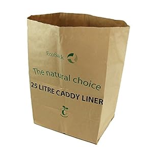 Al papier composteerbaar tot op de stoep Caddy vuilniszakken, bruin, 25 liter, 10 stuks