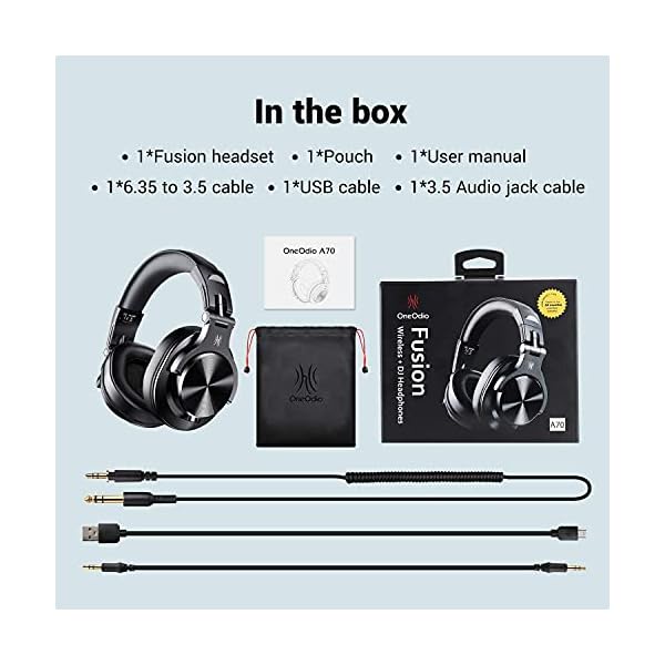 OneOdio-A70-Bluetooth-Headphones-Over-Ear-50-Hrs-Playtime-Stereo-WirelessWired-Headset-with-CVC60-Mic-Professional-Studio-Monitor-Mixing-Headphones-for-TVPCPhone OneOdio A70 Bluetooth Headphones Over Ear, 72 Hrs Playtime, Monitor Level Stereo Sound Quality, Foldable Wireless&Wired…