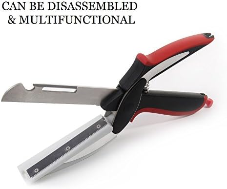 Vegetable Veggie Smart Cutter Knife - Salad Chopper - Clever Cutter Scissor and Cutting Board For Quick&amp;Easy Cutting, BBQ Meat Tools,Can Dismantle as Fruit Peeler,Opener, Kitchen Shears by WALLOP TON