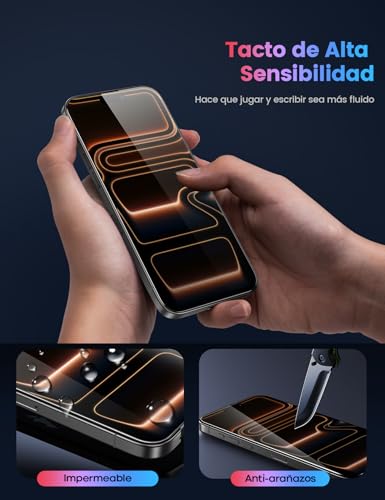 Lamicall Mica para iPhone 17 Pro - [Top 9H Película de Vidrio Templado], Marco de Instalación Fácil, 0 Burbujas, AntiHuellas, Alta Sensibilidad, Protector de Pantalla para iPhone 17 Pro (6.3") - 2 Pack