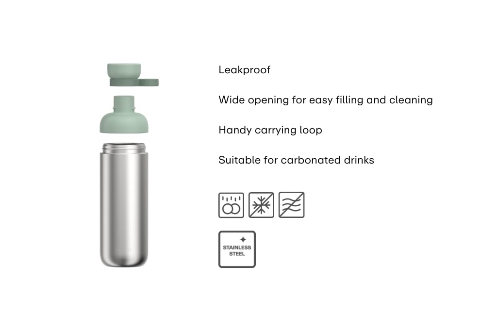 Mepal - Trinkflasche Edelstahl Vita - Große Wasserflasche - 2 Öffnungen für zusätzlichen Trinkkomfort - Auslaufsicher und Spülmaschinengeeignet - Wasserflasche Edelstahl - 900 ml - Nordic sage 2