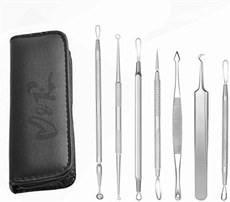 Blackhead Remover Pimple Comedone Extractor Tool,Vbeauty Treatment for Blemish, Whitehead Popping, Zit Removing for Risk Free Nose Face Skin with Metal Case 7pcs