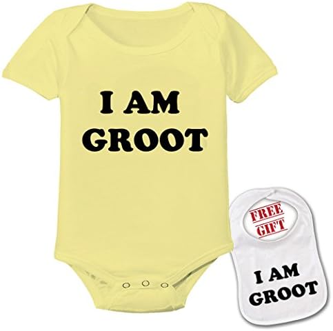" I am GROOT "Cute Custom boutique Baby bodysuit onesie &amp; matching bib