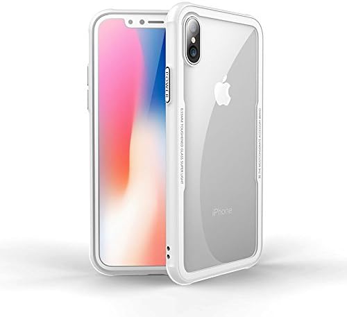 iPhone X Case, iphone 10 Case 9H tempered glass + silicone, both beautiful iphone also with good protection of your iphone (wireless charging support) for iphone X / 10 (White)
