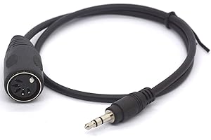 PIIHUSW 3.5mm 5 Pin Din MIDI Cable, 5-Pin DIN Plug Female to 3.5 (1/8in) TRS Stereo Male Jack Converter Cable for MIDI Keyboard IK Multimedia (50 cm)