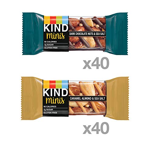 KIND Bar Mini's, Dark Chocolate Nuts/Caramel Almond & Sea Salt, Gluten Free, Low Sugar, 10 Count