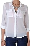 Humble Chic Women's Button Down Blouse - Long Sleeve Chiffon Shirt