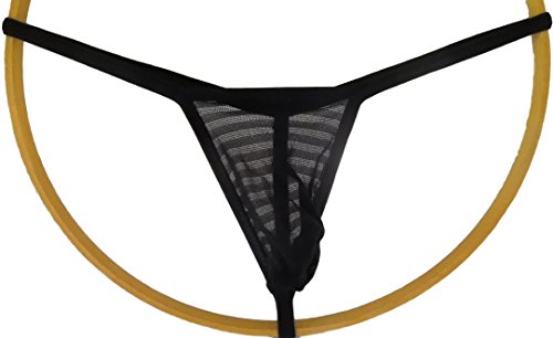 Men's Micro G String SHEER NAKED 6 Colors Bright Hot Sexy (Medium, Black)