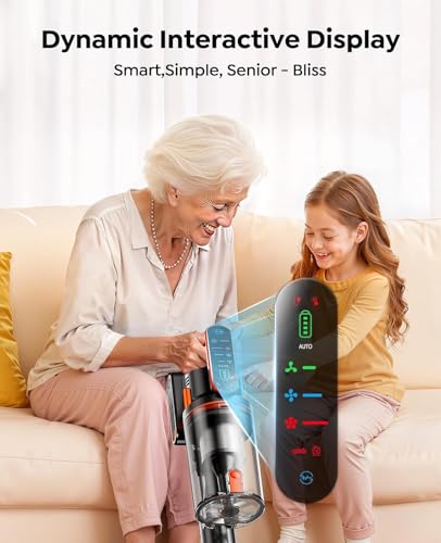 Cordless Vacuum Cleaner, 650W/55Kpa/70Mins Stick Vacuum Cleaners for Home with 180° Foldable Wand &100cm Hose, Touch Screen AUTO-Mode, Wall Mount Charging, Fragrance, Vacuum for Floor/Carpet/Pet Hair
