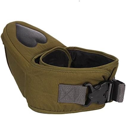 HIGHKID Children Waist stool With Mat Hipseat Belt Walk Carriers Baby Waist Stool Walkers Carrier Baby Hip Seat Black (Army Green)
