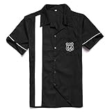 Rockabilly 1950s Clothing Mens Hot Rod Rock N Roll Bowling Shirts Embroidery