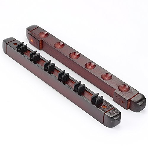 Breynet Wine Red-Billiard Pool Stick Holds 6 Cue Sticks Wood Rack Holder Wall Mount for Snooker