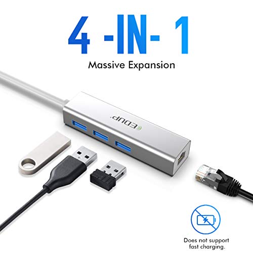 USB C Hub, 4-in-1 USB-C to Gigabit Ethernet Adapter, USB 3.0 1Gbps RJ45 Port I Thunderbolt to RJ45 LAN Converter, Support MacBookPro/MacBook Air/iPad