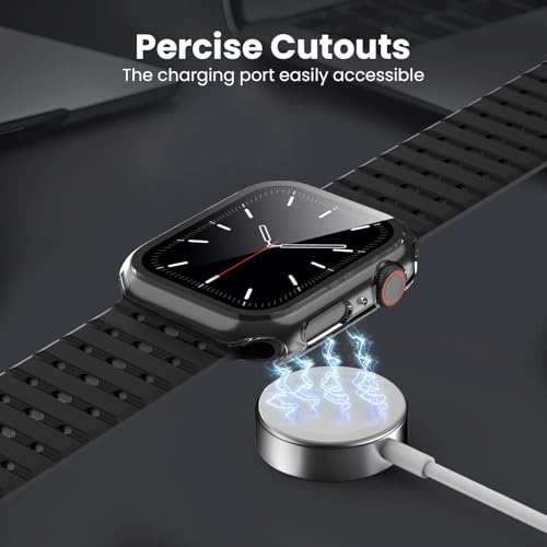 Delidigi 3 Pieces Protective Apple Watch Series 6/Series 5/Series 4/SE 40mm, Ultra Thin PC Case, with Full Tempered Glass Screen Protector Protective Case for iWatch (Transparent)