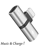 Headphone Jack Adapter for iPhone X/XS/XS MAX/XR/8/8Plus/7/7Plus Headset Adaptor Splitter Earphone Dongle Connector Convertor 2 in 1 Accessories Car Chargers,Quick Charge Fast Car Adapter,Sliver-Black
