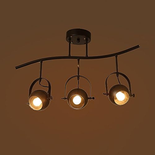 MGCL Ceiling Lamps, Retro Industrial Wind Track Lights, Iron Lampshade, Lighting Bright, Suitable For Bars / Cafes / Background Wall, E27 Bulbs A+ ( Size : B:3head 7540cm )