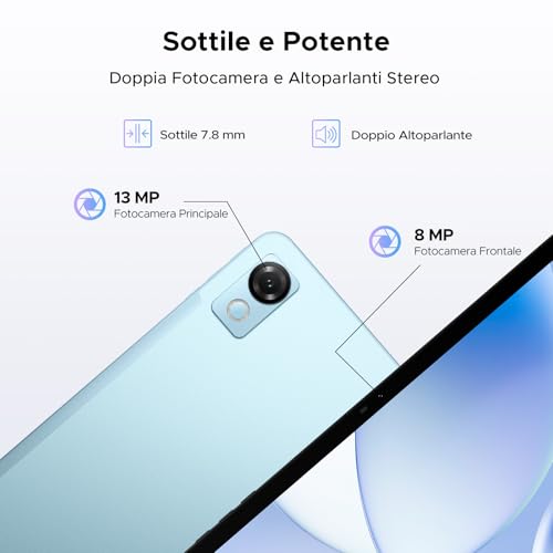 P12 Tablet 12 Inch 2.4 K Android Tablet 16,120Hz,48GB+128GB/2TB TF,Blue | FHD,10000mAh/Fast Charge 18W,OTG, T7280 Octa-Core,2.2GHz,Gemini AI/WidevineL1/WiFi5,Keyboard,Pen,Ultrathin Metal