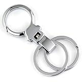 Maycom® Double Loops Pants Buckle Waist Belt Clip Polished Silver Keyring Keychain Key Chain Ring Keyfob 84001