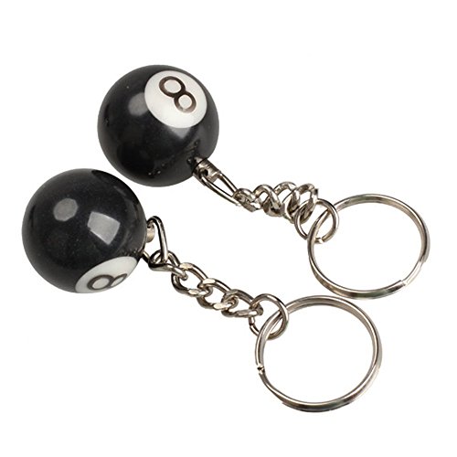 Sky Fish Key Ring Billiards Keychain Magic 8 Keyring Ball Charm Keyring Novelty Gift Toy Cute creative and use of a wide range 25MM No.8 black 2pcs