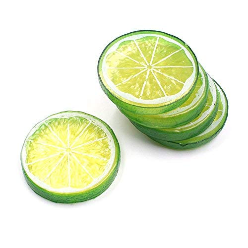 Lorigun 30pcs Fake Lemon Slice Garnish Artificial Fruit Faux Food House Bar Decoration Cocktail Party Arrangement(Red Green Yellow,Each Color 10Pcs)