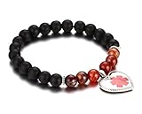 JF.JEWELRY Custom Engraving Medical Alert ID Elastic Beaded Bracelet for Women