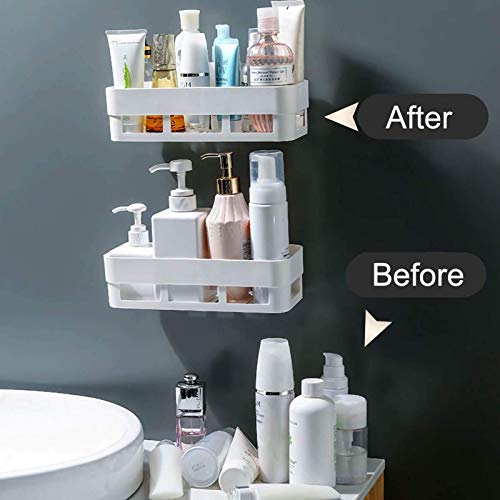 CLEKOD Wall Shower Caddy Corner Shelf Adhesive, Plastic Bathroom
