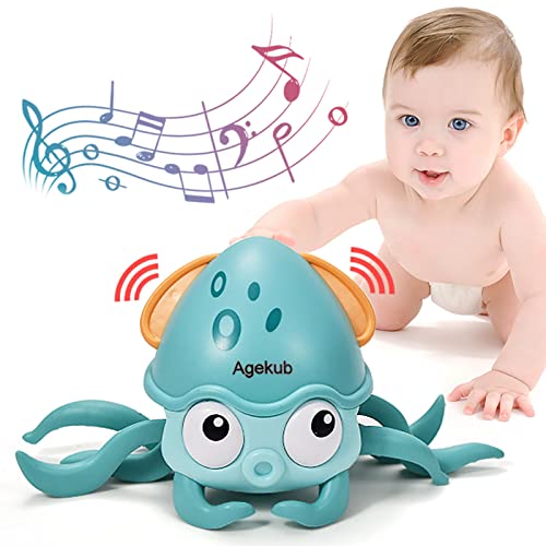 Agekub Crawling Octopus Baby Toys Tummy Time Toy with Light Up and