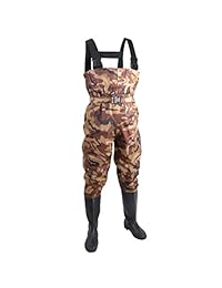 Kingdom Chest Waders   Calzoncillos impermeables para caza y pesca con botas de neopreno, nailon y material aislado de PVC, color camuflaje