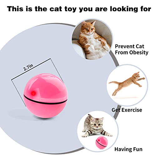 Cat Toy Ball Best Interactive Cat Toy Automatic Self-Rotating and USB Rechargeable LED Light Electronic Cat Toy Ball for Indoor Cats Kitten Exercise Toys (Newest Version) - Thumbnail 4