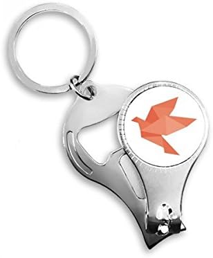Origami Red Bird Abstract Pattern Nail Clipper Key Chain Ring Cutter Tool Bottle Opener