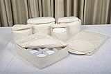 Marathon Housewares KW030008 Quilted Damask China Storage Case, Set of 6, Ivory